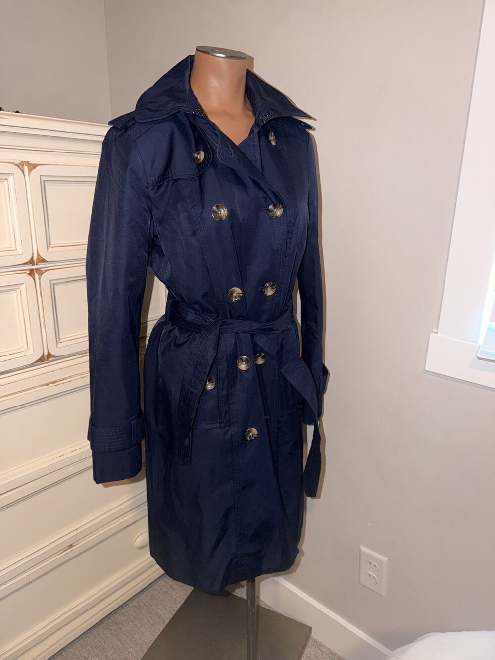London Fog Double Breasted Navy Blue Trench Coat Women’s XS